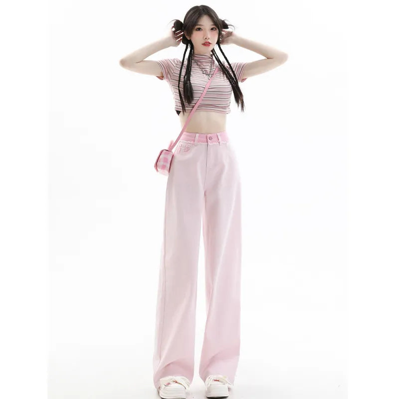 High Waist Korean Jeans Kawaii Side