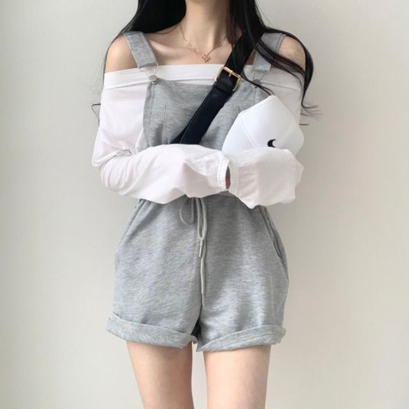 Lace-up Casual Overalls Kawaii Side
