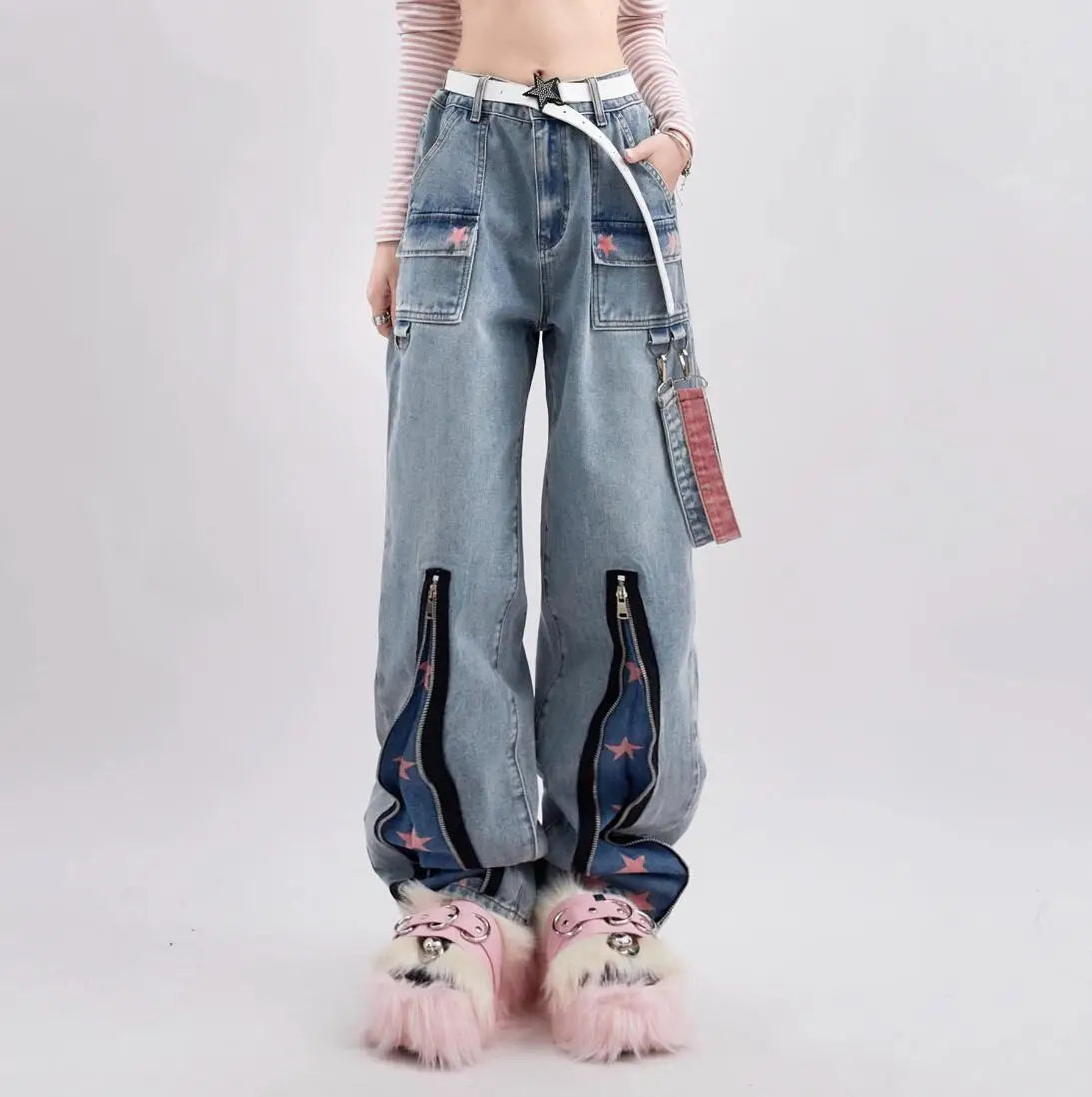 Star Vintage Y2k Jeans Kawaii Side