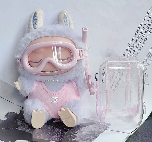 Chanel-Inspired Labubu Pink Swim Outfit Set - (Labubu Not Included)