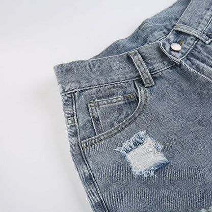 Ripped Straight Jeans Kawaii Side