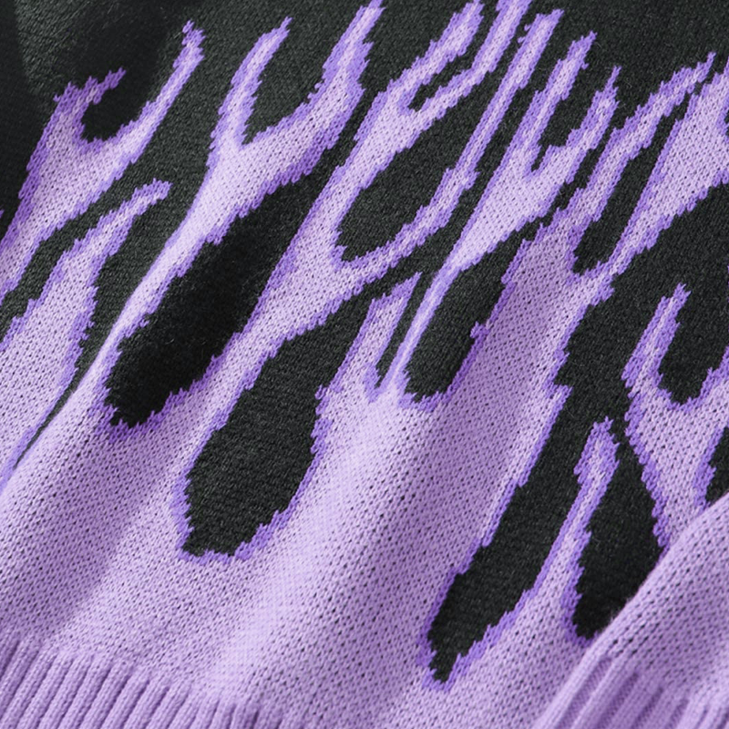 Purple Flame Sweatshirt Kawaii Side