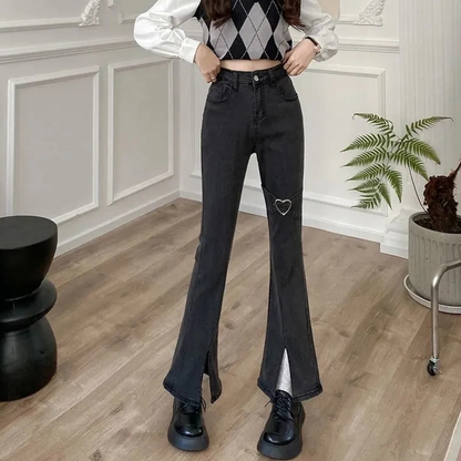 Vintage Y2K Black Denim Pants Kawaii Side