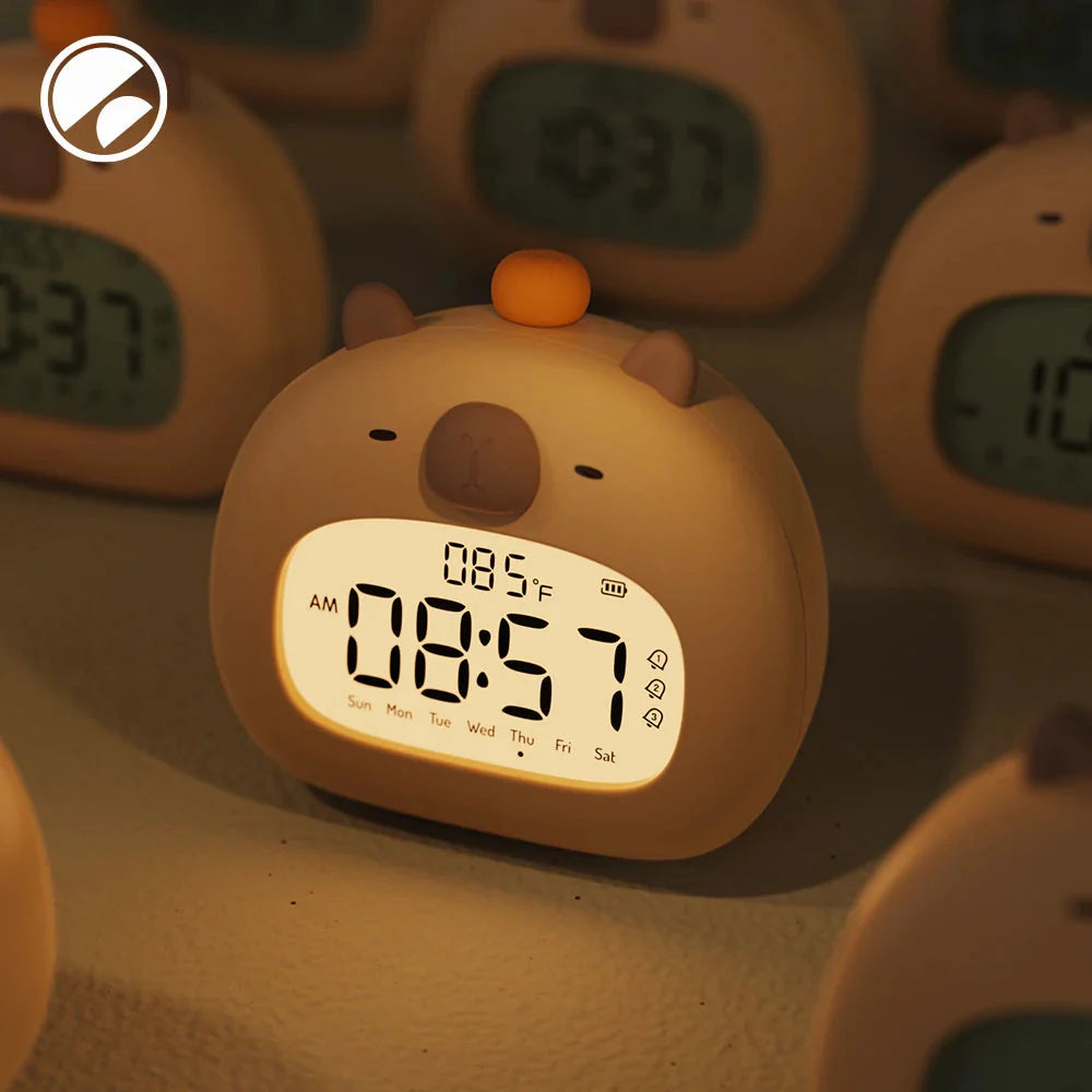 Capybara Bedside LED Digital Alarm Clock Kawaii Side