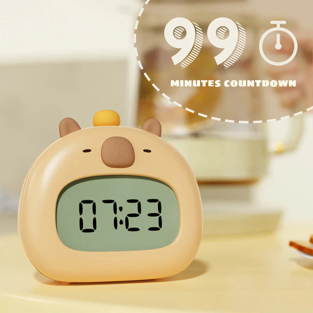 Capybara Bedside LED Digital Alarm Clock Kawaii Side