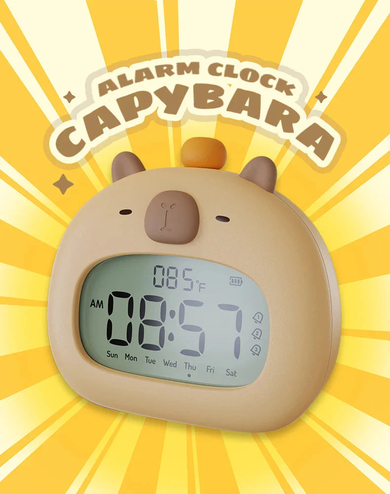 Capybara Bedside LED Digital Alarm Clock Kawaii Side