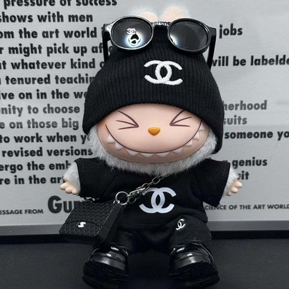 Handmade Chanel-Inspired Labubu All-Black - (Labubu Not Included)