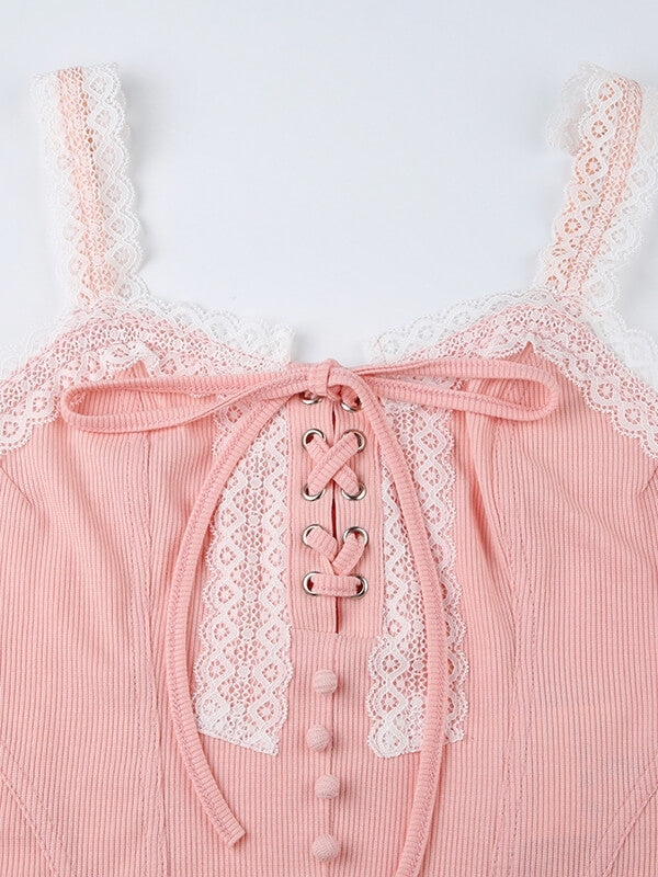 Angelic pink lace camisole Kawaii Side