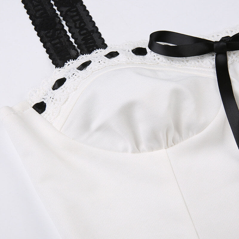 Black ribbon elegant camisole Kawaii Side