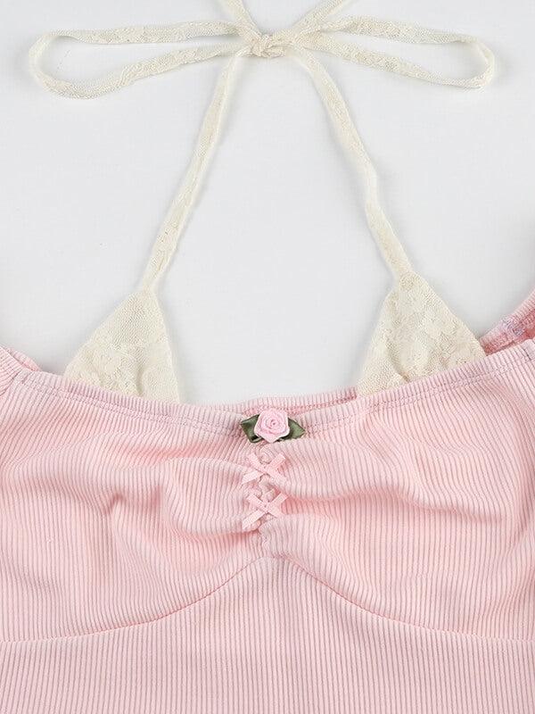 Cecilia flower lace puff top Kawaii Side