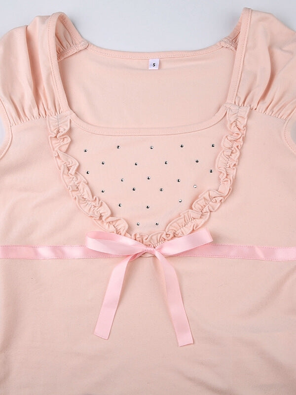 Estelle ribbon ruffles top Kawaii Side