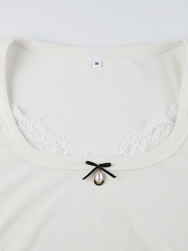 Giselle lace pearl top Kawaii Side