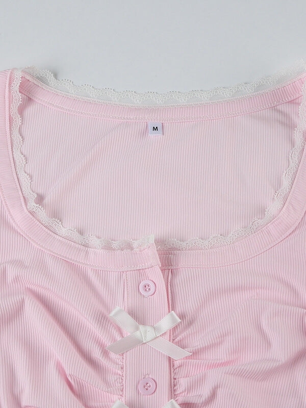 Nadia girly bow crop top Kawaii Side