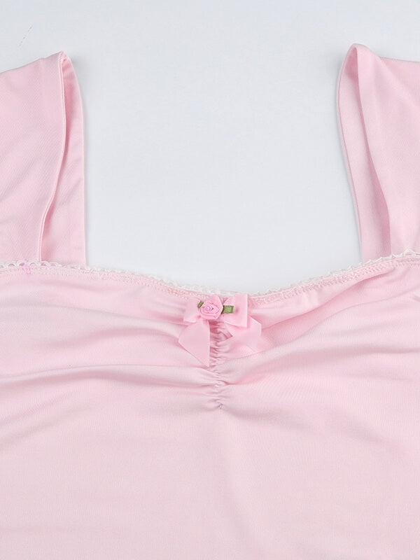 Sweet floral crop top Kawaii Side