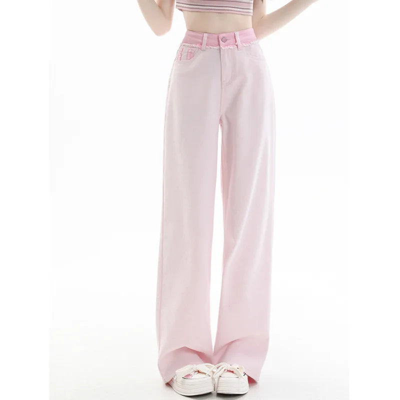 High Waist Korean Jeans Kawaii Side