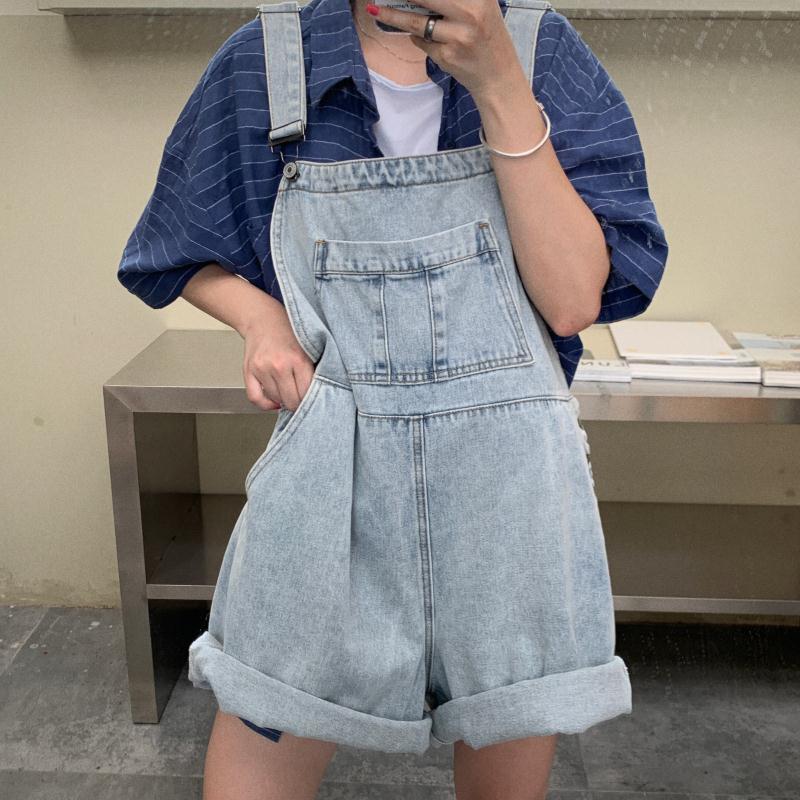 Cozy Retro Denim Overalls Kawaii Side