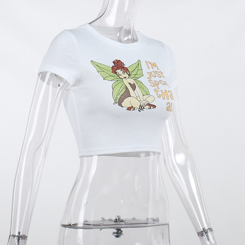 Fairycore Pixie Graphic Crop Top Kawaii Side