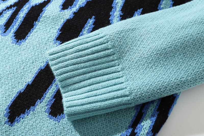 Blue Flame Sweatshirt Kawaii Side