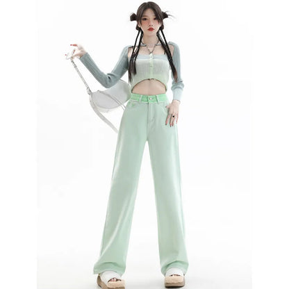 High Waist Korean Jeans Kawaii Side