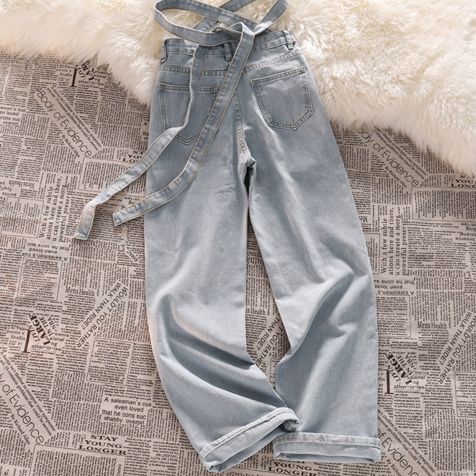 Denim Retro High Waist Pants Kawaii Side