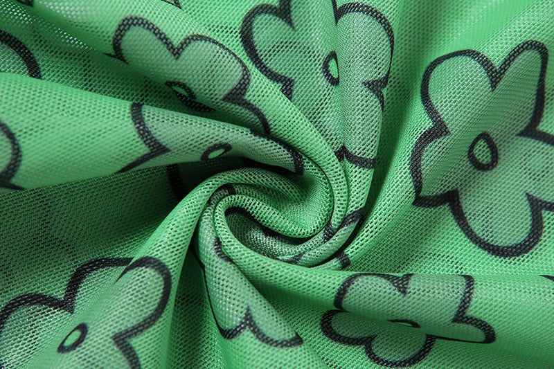 Indie Girl Green Floral Top Kawaii Side