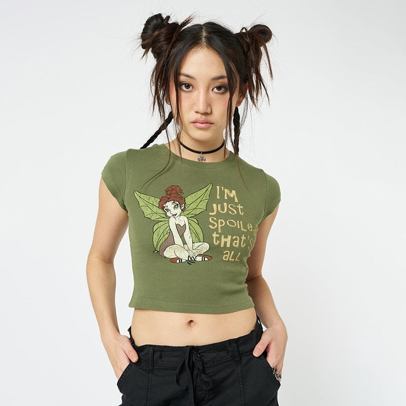 Fairycore Pixie Graphic Crop Top Kawaii Side