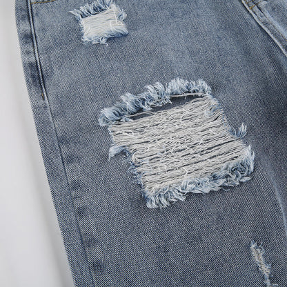 Ripped Straight Jeans Kawaii Side