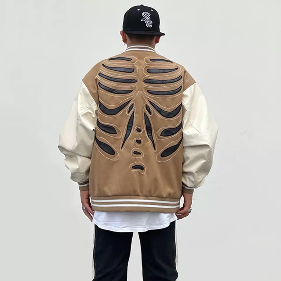 Skeleton Varsity Jacket Kawaii Side