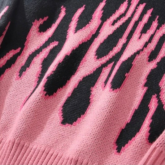 Pink Flame Sweatshirt Kawaii Side