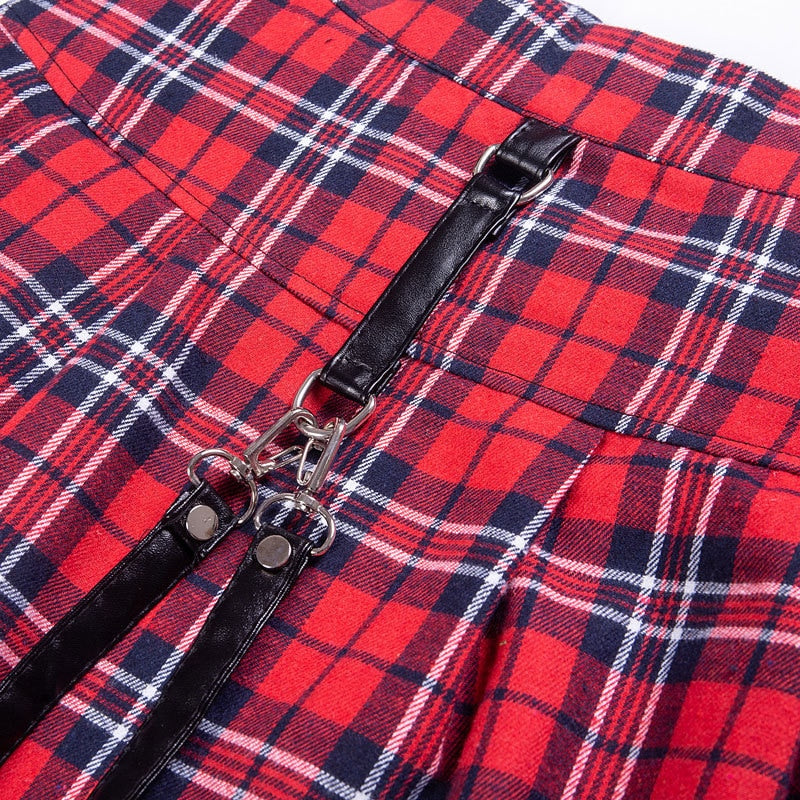 Egirl Punk Rock Plaid Straps Skirt Kawaii Side
