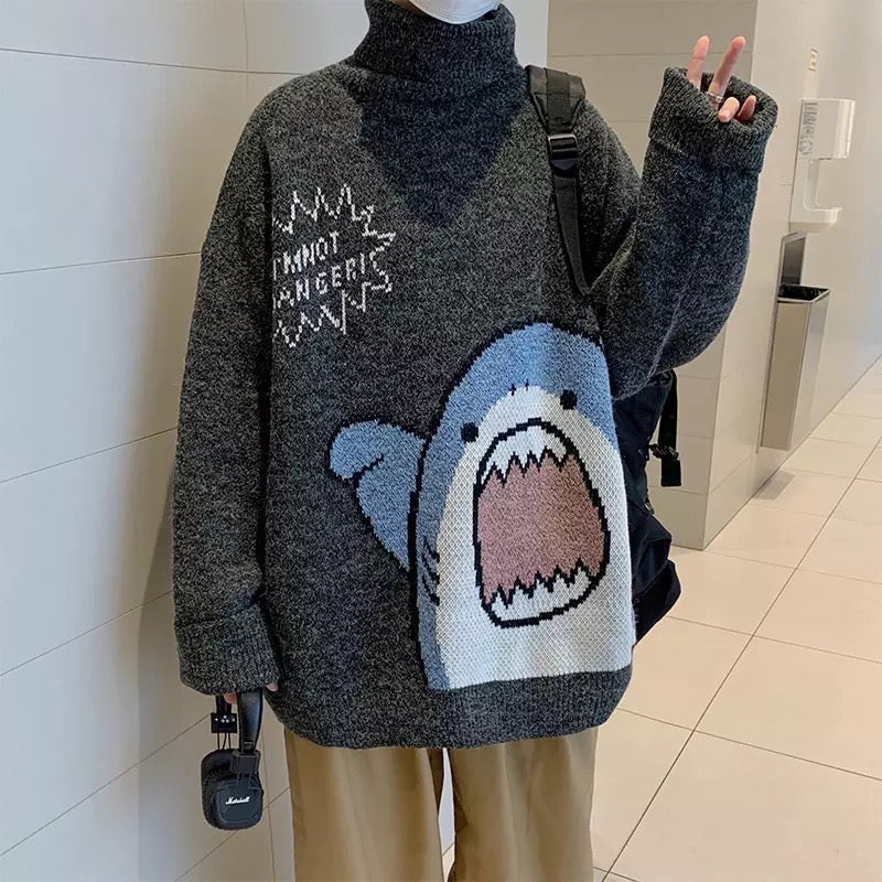 Happy Shark Turtleneck Kawaii Side