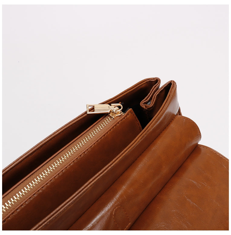 Retro Chic Brown Black Leather School College Satchel Bag Kawaii Side