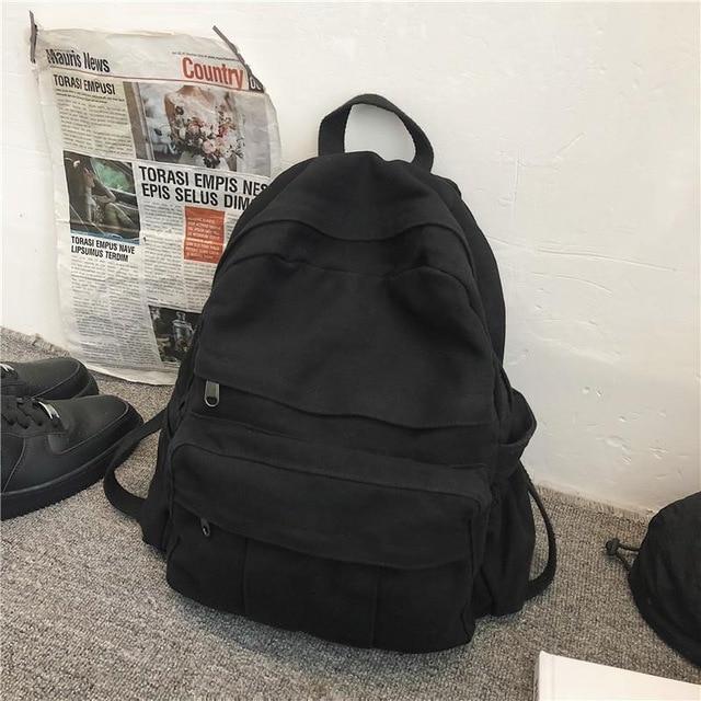 Front Pocket Small Canvas Backpack Kawaii Side