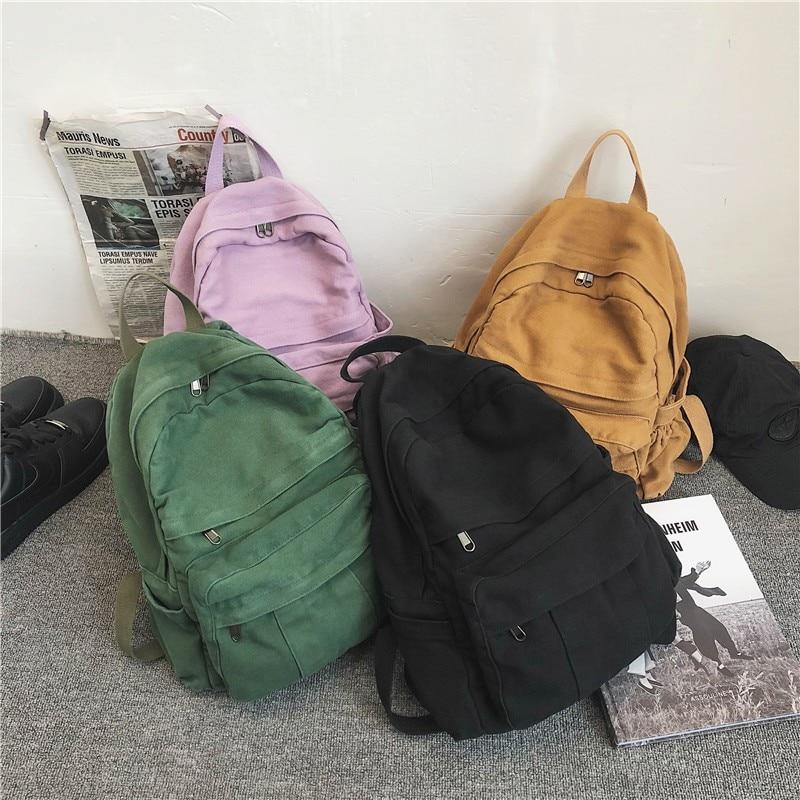Front Pocket Small Canvas Backpack Kawaii Side