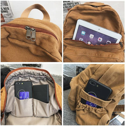 Front Pocket Small Canvas Backpack Kawaii Side