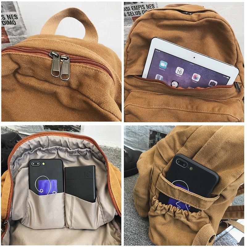 Front Pocket Small Canvas Backpack Kawaii Side