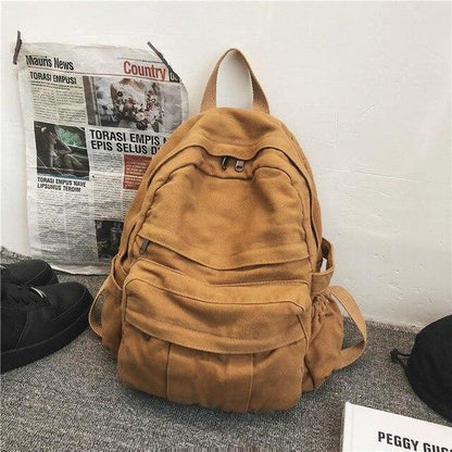 Front Pocket Small Canvas Backpack Kawaii Side