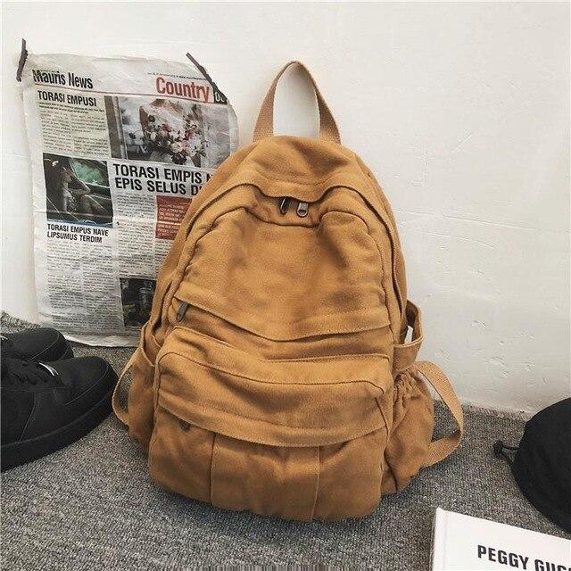 Front Pocket Small Canvas Backpack Kawaii Side