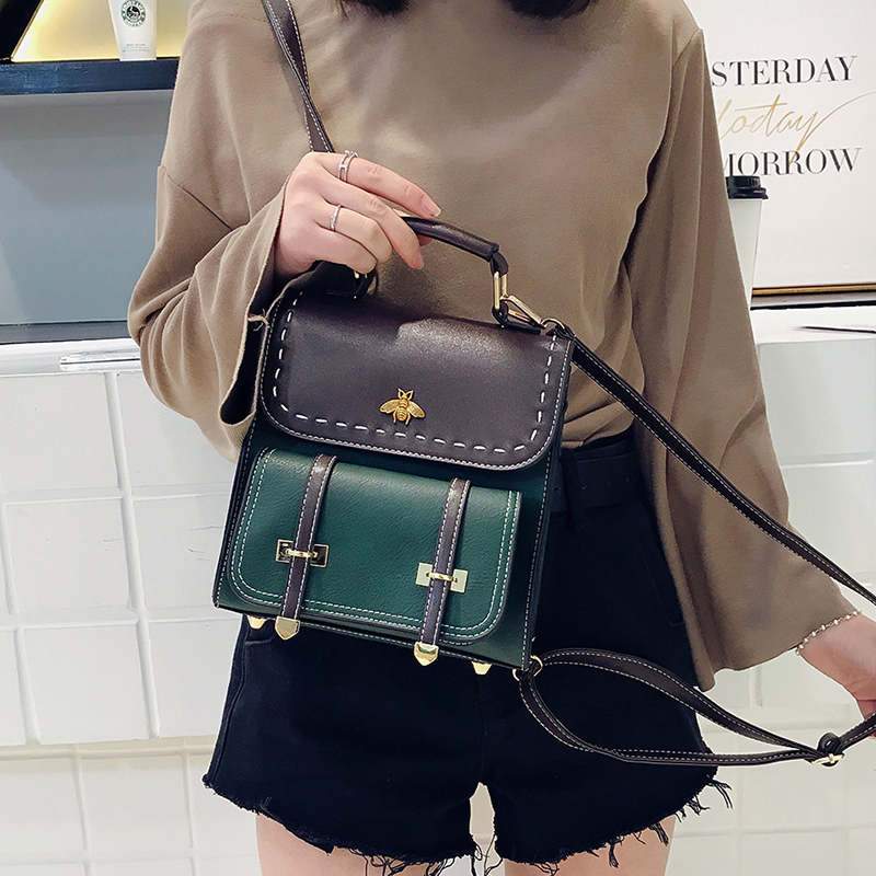 Little Bee Vintage Faux-Leather Backpack Kawaii Side