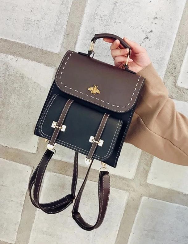 Little Bee Vintage Faux-Leather Backpack Kawaii Side