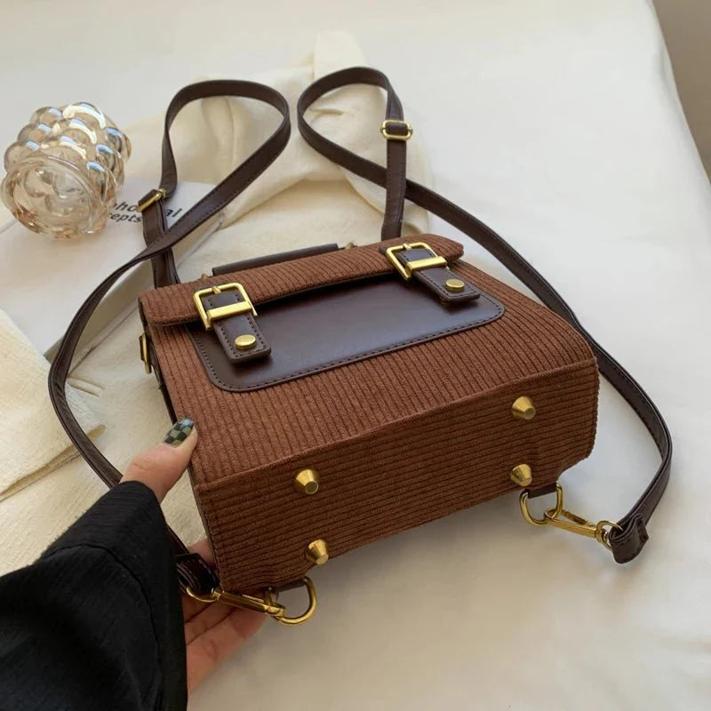 Small Vintage Corduroy Bag Kawaii Side