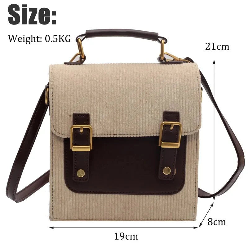 Small Vintage Corduroy Bag Kawaii Side