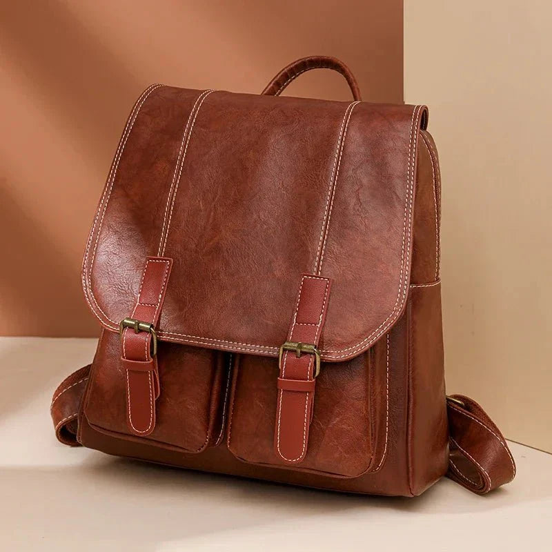 Soft Faux Leather Vintage Backpack Kawaii Side