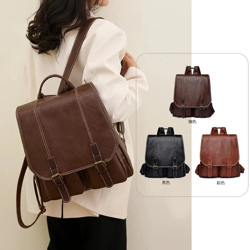 Soft Faux Leather Vintage Backpack Kawaii Side