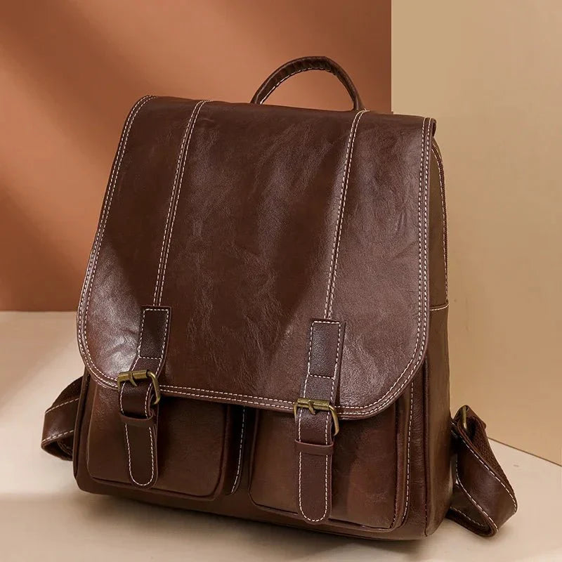 Soft Faux Leather Vintage Backpack Kawaii Side