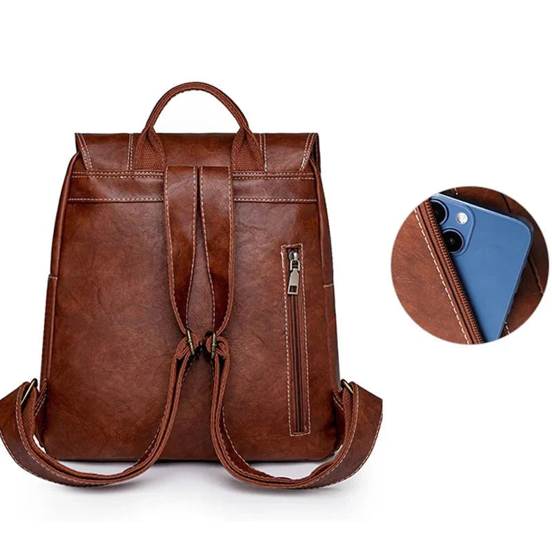 Soft Faux Leather Vintage Backpack Kawaii Side
