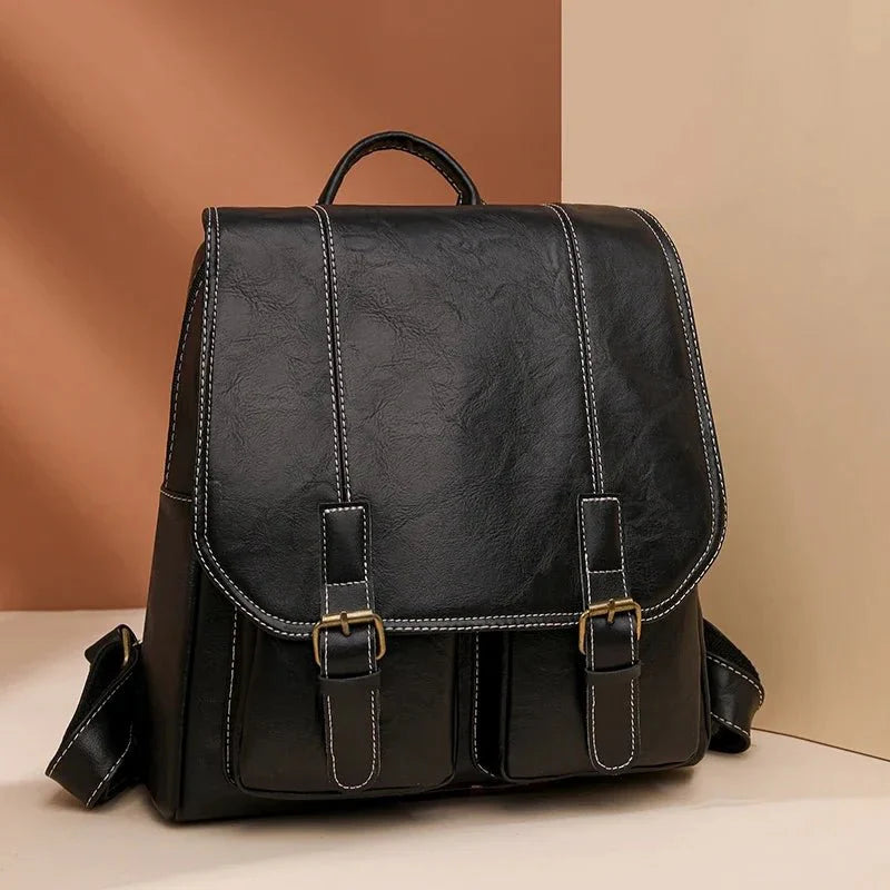 Soft Faux Leather Vintage Backpack Kawaii Side