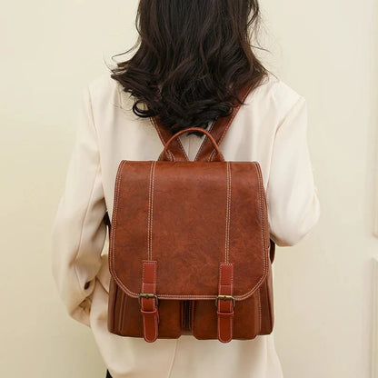Soft Faux Leather Vintage Backpack Kawaii Side