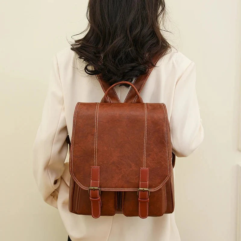 Soft Faux Leather Vintage Backpack Kawaii Side