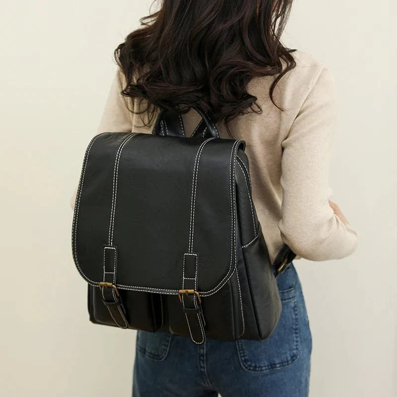 Soft Faux Leather Vintage Backpack Kawaii Side